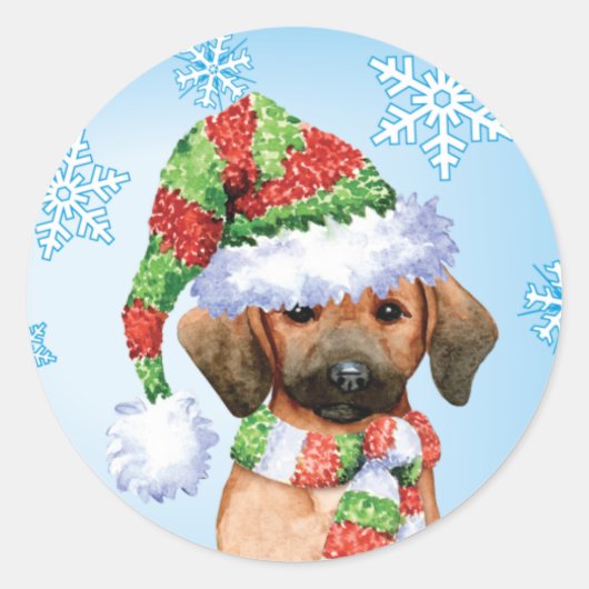 Happy Howlidays Redbone Runder Aufkleber (Vorderseite)