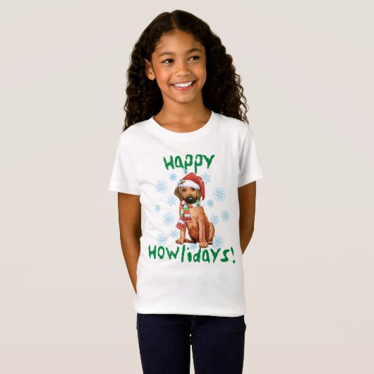 Happy Howlidays Rhodesian Ridgeback T - Shirt (Vorne ganz)