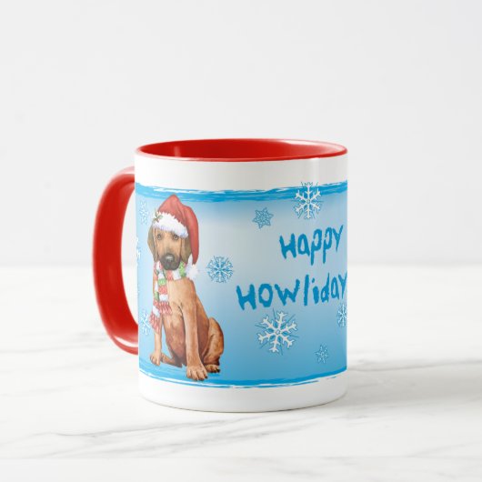 Happy Howlidays Rhodesian Ridgeback Tasse (Vorderseite Links)