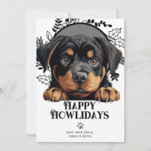 Happy Howlidays Rottweiler Dog Christmas Feiertagskarte (Vorderseite)