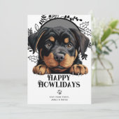 Happy Howlidays Rottweiler Dog Christmas Feiertagskarte (Stehend Vorderseite)