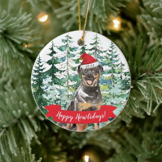 Happy Howlidays Rottweiler Hund Weihnachtsschmuck (Baum)
