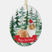 Happy Howlidays Rough Collie Dog Christmas Ornamen Keramik Ornament (Rechts)