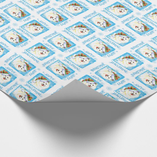 Happy Howlidays Samoyed Geschenkpapier (Ecke)