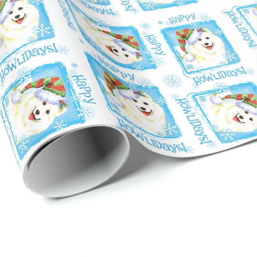 Happy Howlidays Samoyed Geschenkpapier (Rolleneckpunkt)