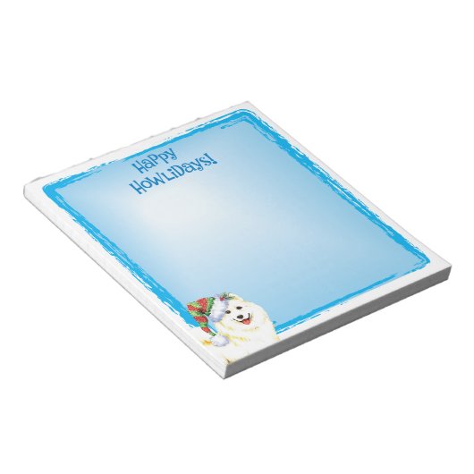 Happy Howlidays Samoyed Notizblock (angewinkelt)
