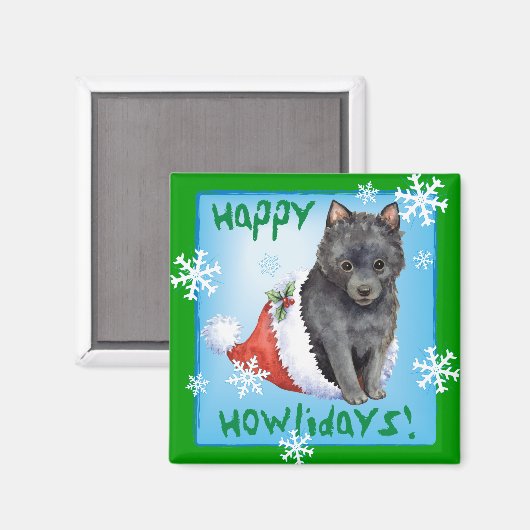 Happy Howlidays Schipperke Magnet (Vorderseite/Rückseite)