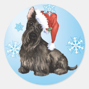Happy Howlidays Scottish Terrier Runder Aufkleber