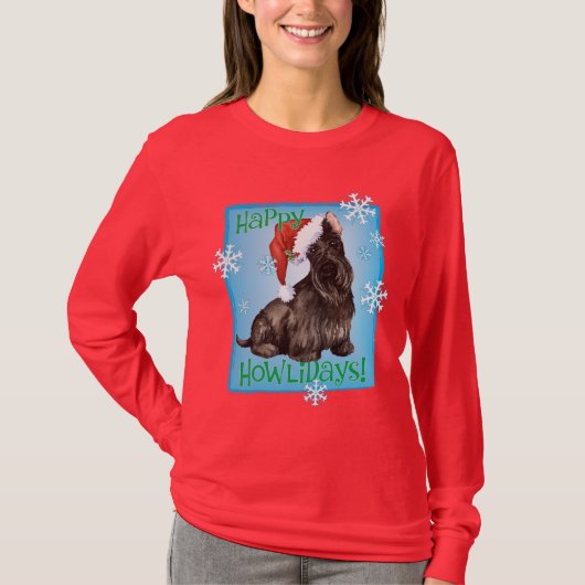 Happy Howlidays Scottish Terrier T-Shirt (Vorderseite)