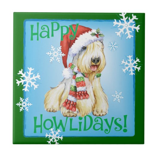 Happy Howlidays Sealyham Terrier Fliese (Vorderseite)