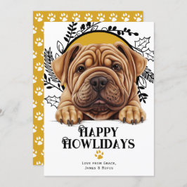 Happy Howlidays Shar Pei Dog Christmas Feiertagskarte