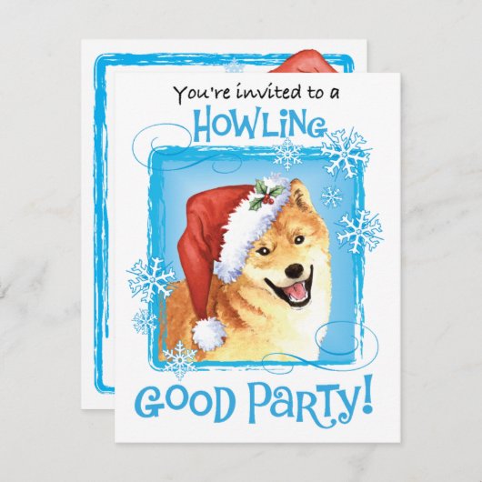 Happy Howlidays Shiba Inu Einladung (Vorne/Hinten)