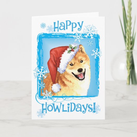 Happy Howlidays Shiba Inu Feiertagskarte (Vorderseite)