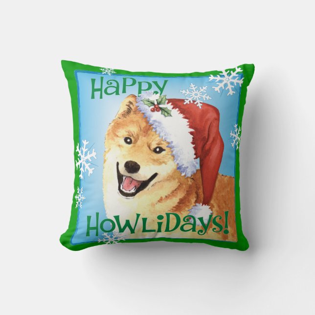 Happy Howlidays Shiba Inu Kissen (Vorderseite)