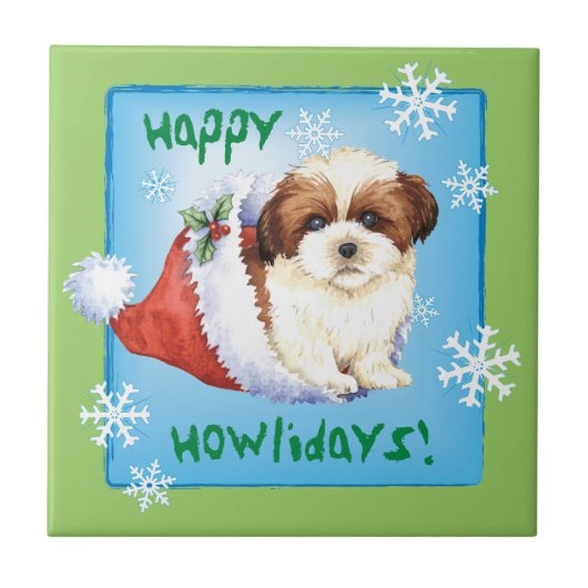 Happy Howlidays Shih Tzu Fliese (Vorderseite)
