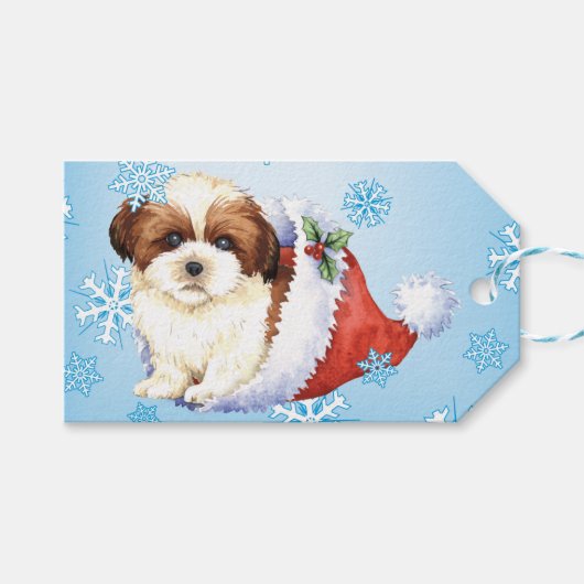 Happy Howlidays Shih Tzu Geschenkanhänger (Vorderseite (Horizontal))