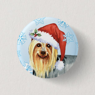Happy Howlidays Silky Terrier Button