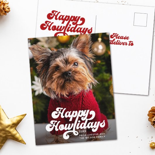 Happy Howlidays Simple Fun Modern Foto Holiday Postkarte