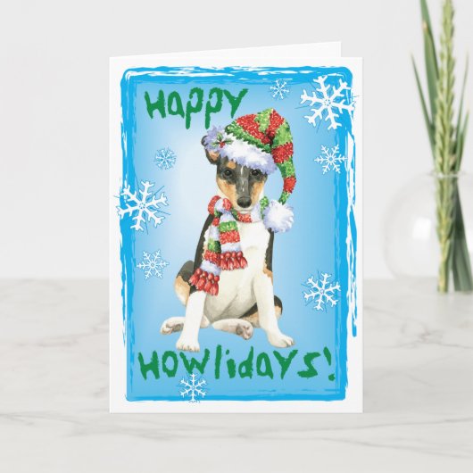 Happy Howlidays Smooth Collie Feiertagskarte (Vorderseite)
