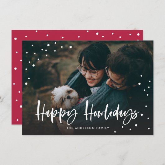 Happy Howlidays Snow Dots Hund | Haustier (Vorne/Hinten)