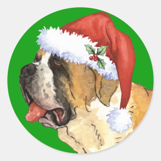 Happy Howlidays St Bernard Runder Aufkleber (Vorderseite)