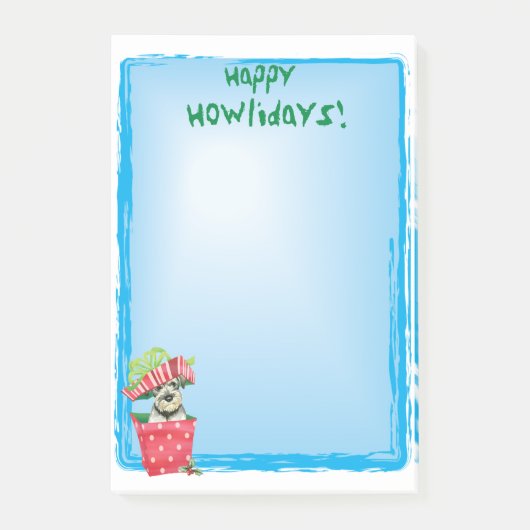 Happy Howlidays Standard Schnauzer Post-it Klebezettel (Vorderseite)