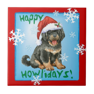 Happy Howlidays Tibetan Mastiff Fliese
