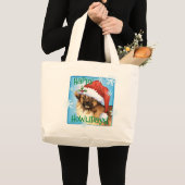 Happy Howlidays Tibetan Spaniel Jumbo Stoffbeutel (Vorderseite (Produkt))