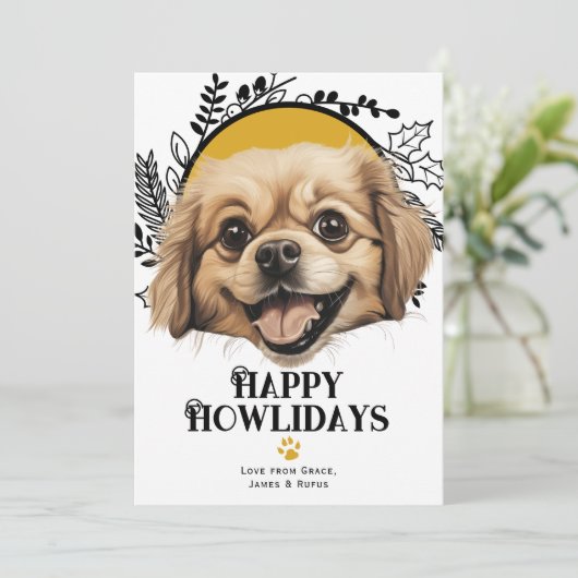 Happy Howlidays Tibetan Spaniel Weihnachten (Stehend Vorderseite)