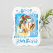 Happy Howlidays Tibetan Terrier Feiertagskarte (Stehend Vorderseite)