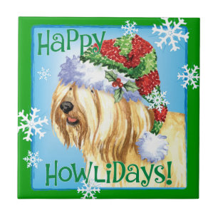 Happy Howlidays Tibetan Terrier Fliese