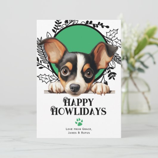 Happy Howlidays Toy Fox Terrier Dog Weihnachten (Stehend Vorderseite)