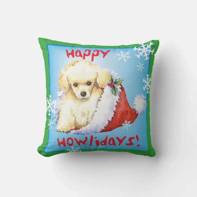Happy Howlidays Toy Poodle Kissen (Vorderseite)