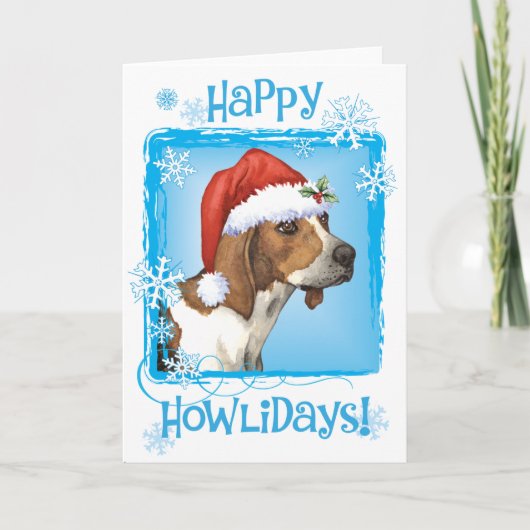 Happy Howlidays Treeing Walker Feiertagskarte (Vorderseite)