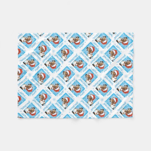 Happy Howlidays Treeing Walker Fleece Blanket (Vorderseite (Horizontal))