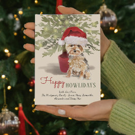 Happy Howlidays Watercolor Yorkshire Terrier Feiertagskarte