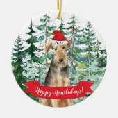 Happy Howlidays Welsh Terrier Dog Christmas Orname Keramik Ornament (Vorne)