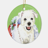 Happy Howlidays Westie Keramikornament (Links)