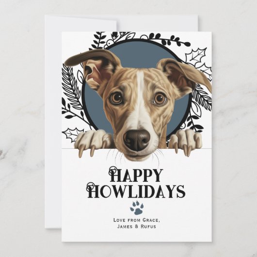 Happy Howlidays Whippet Hund Weihnachten (Vorderseite)