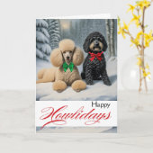 Happy Howlidays Winter mit Poodle und Schnoodle Karte (Gelbe Blume)