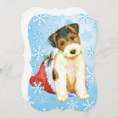 Happy Howlidays Wire Fox Terrier Feiertagskarte (Vorne/Hinten)