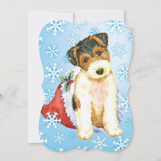 Happy Howlidays Wire Fox Terrier Feiertagskarte (Vorderseite)