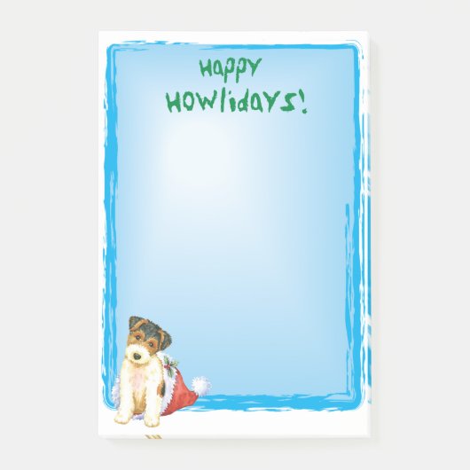 Happy Howlidays Wire Fox Terrier Post-it Klebezettel (Vorderseite)