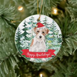 Happy Howlidays Wire Hairs Jack Russell Weihnachte Keramik Ornament