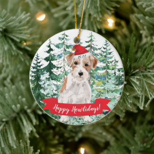 Happy Howlidays Wire Hairs Jack Russell Weihnachte Keramik Ornament
