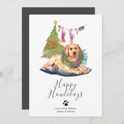 Happy Howlidays Yellow Labrador Hund Weihnachten (Vorne/Hinten)