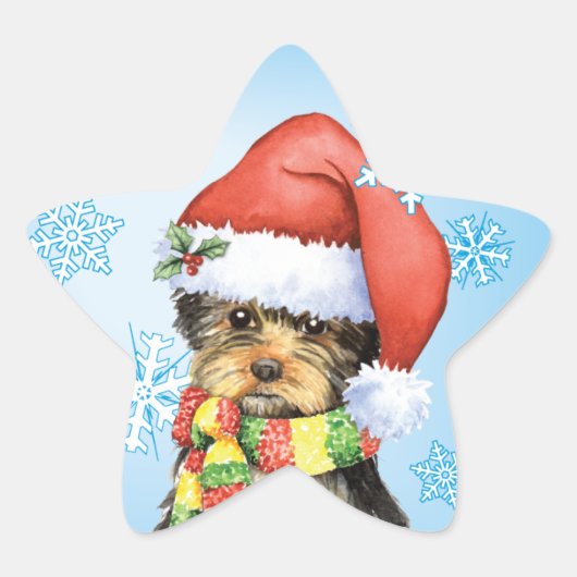 Happy Howlidays Yorkie Stern-Aufkleber (Vorderseite)