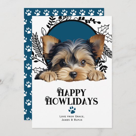 Happy Howlidays Yorkshire Terrier Dog Weihnachten (Vorne/Hinten)