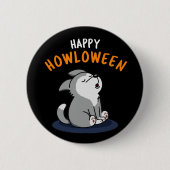 Happy Howloween Dog Pun Dark BG Button (Vorderseite)