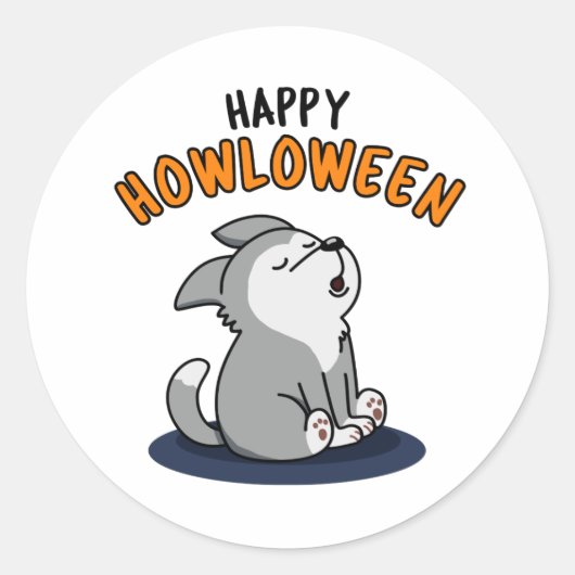 Happy Howloween Funny Dog Pub Runder Aufkleber (Vorderseite)